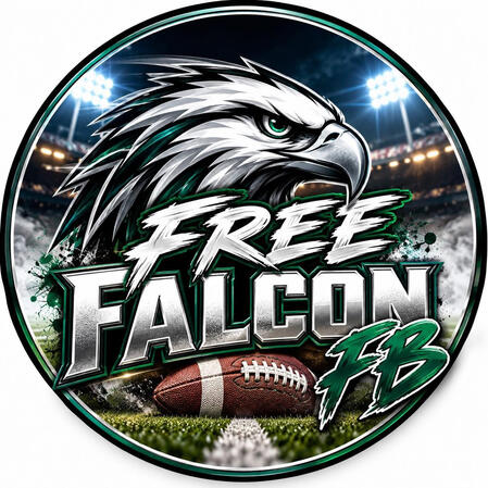 Free Falcon FB youth football network logo featuring a falcon and football.